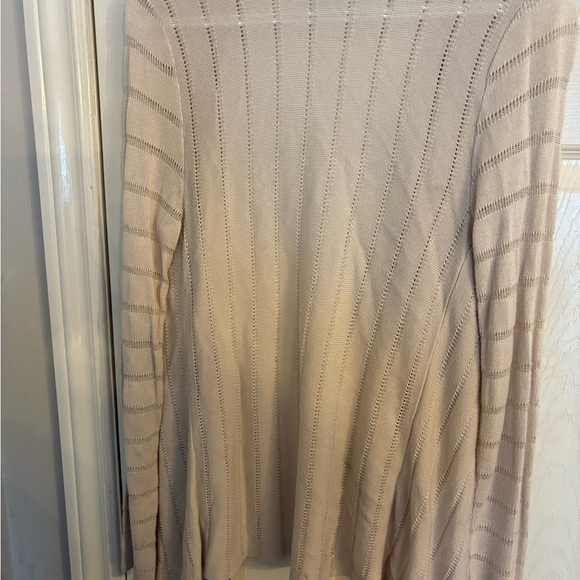 White House Black Market Cream Cardigan Long Open-Front - Picture 2 of 6